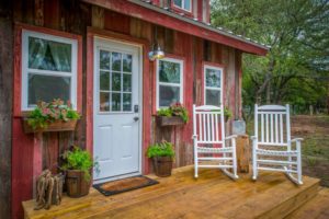 The Little Red Hen is sided with old barn wood.