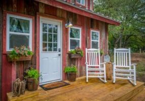 The Little Red Hen is sided with old barn wood.