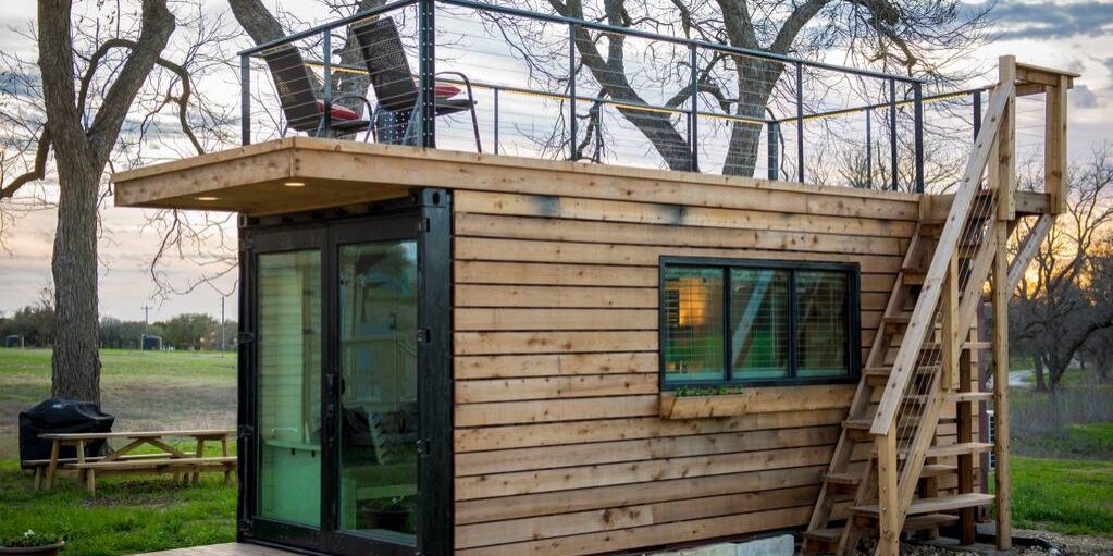 20' Container home tiny house with upper deck, The Anchor.